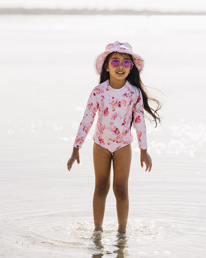 ls models small preteen child little girl PHOEBE PRINT LS SUNSUIT 3-10 YRS – Minihaha