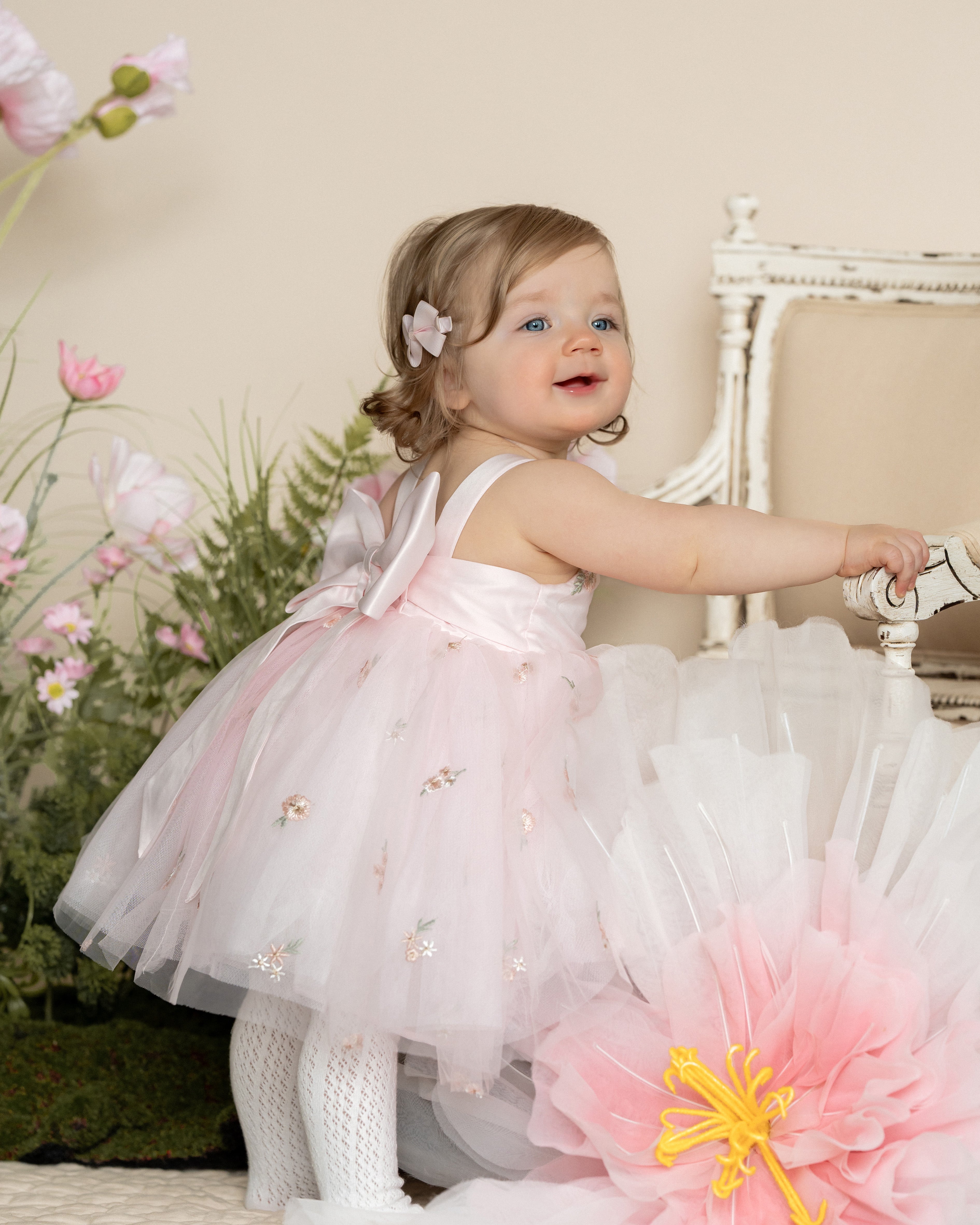 floral bow dress 5y pink Bow Back Midi Dress - Pink Floral