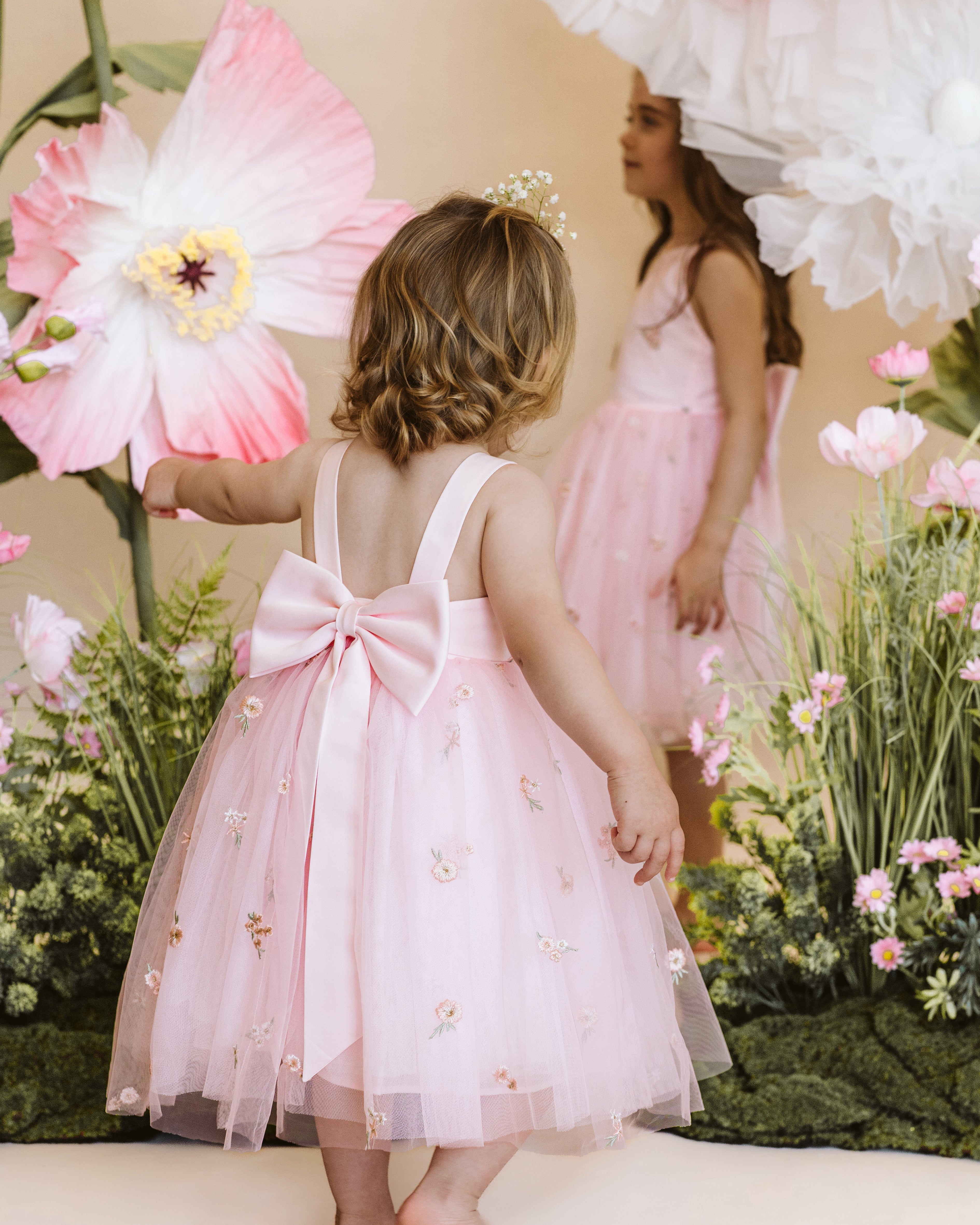 embroidered tulle dress kids PINK FLORAL BACK BOW – Minihaha boutique dress women this floor Dolce & Gabbana White Paint Color:Gladiola