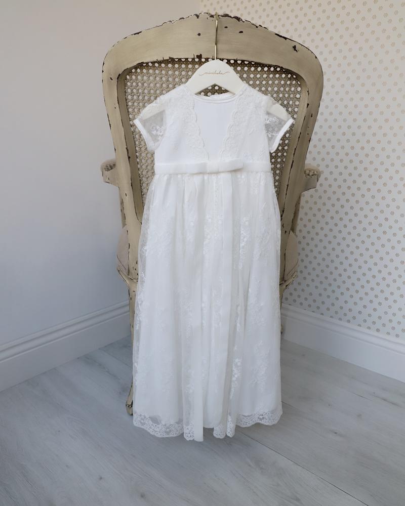 Long sleeve lace short christening Dress main image 0